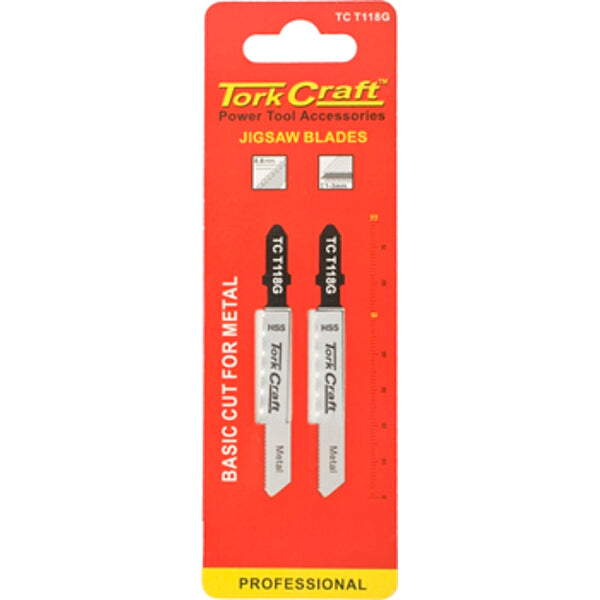 Tork Craft Jigsaw Blades T118G for Metal - 2pc Pack. Power Tool Accessories, metal cutting jigsaw blades