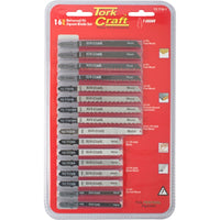 Tork Craft 16-Piece Jigsaw Blade Set: Universal Fit T-Shank for Wood & Metal Cutting | Assorted Blades