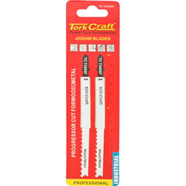 Tork Craft TC T345XF Jigsaw Blades - Wood & Metal Progressor Cut - T-Shank - 2-Pack