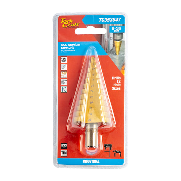 Tork Craft Step Drill Hss 6 39 Mm M2 Carded Tc353047