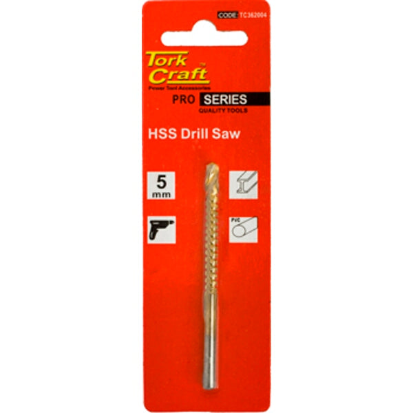 Tork Craft 5mm HSS Drill Saw Titanium Coated - Pro Series Quality Tool for Metal & PVC Cutting