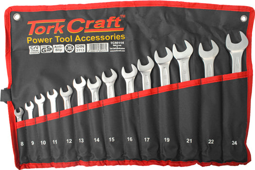 Tork Craft 14-Piece Combination Spanner Set (8-24mm): Wrench Set for Power Tool Accessories