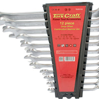 Tork Craft 12 Piece Combination Spanner Set - Offset Wrenches Tool Set - 6mm to 22mm