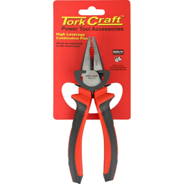 Tork Craft High Leverage Combination Pliers - Red and Black Power Tool Accessory