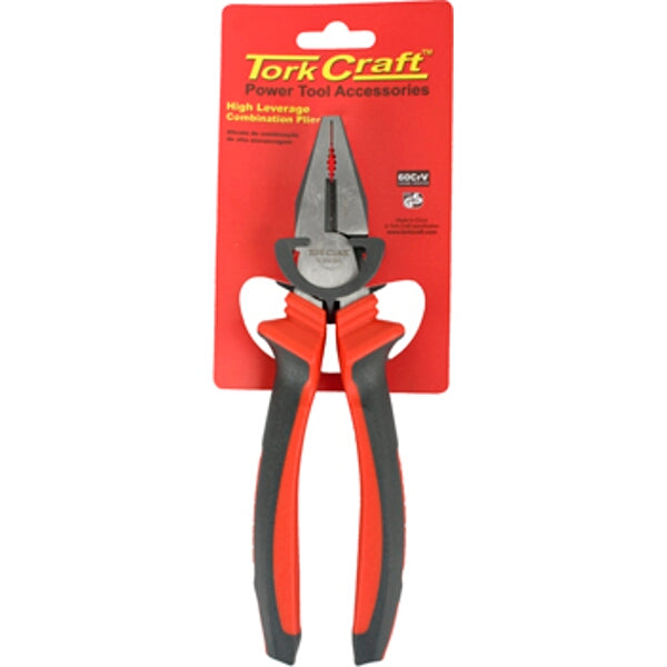 Tork Craft High Leverage Combination Pliers 200mm - Industrial Grade, CrV Steel, Power Tool Accessories for Cutting & Gripping