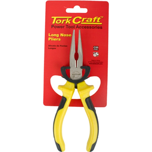 Tork Craft Long Nose Pliers: 160mm Power Tool Accessory. Durable, Precision Pliers for Electrical Work & DIY Projects.