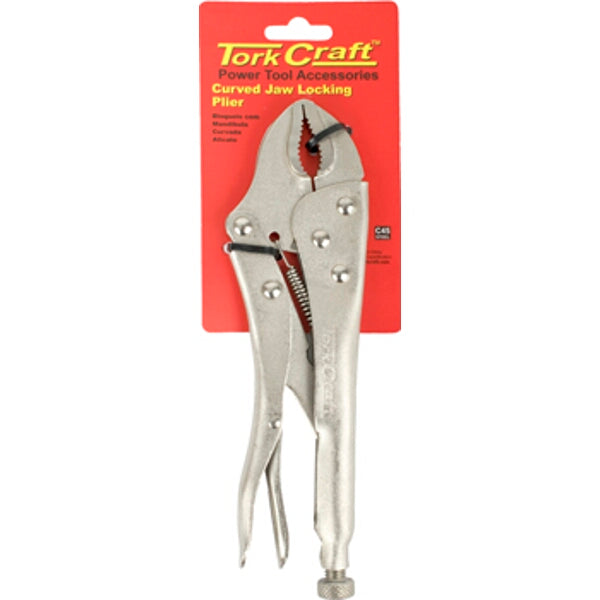 Tork Craft Locking Pliers Curved Jaw 254mm (10 Inch). Power Tool Accessory. Curved Jaw Locking Pliers.