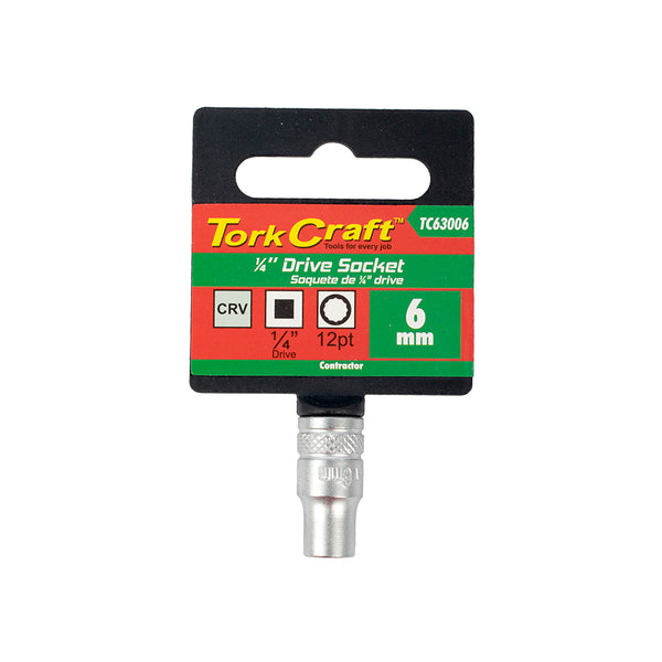 Torque Craft 6mm Socket, 1/4 inch Drive, CRV Steel, 12 Point Socket | Socket for Mechanics