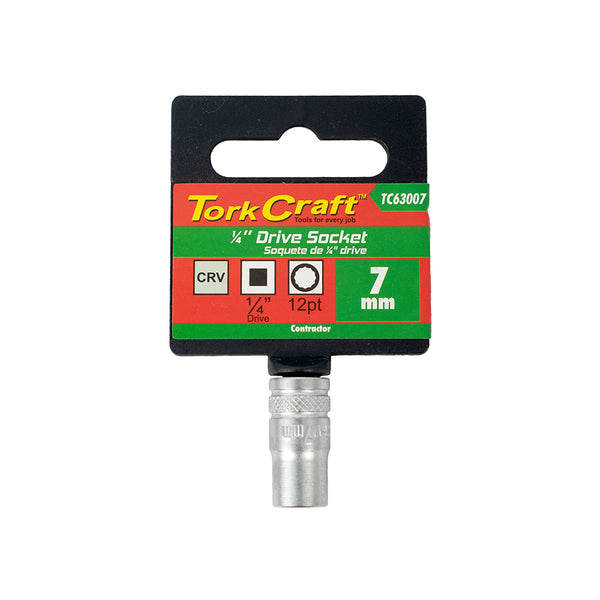 Tork Craft 7mm Socket - 1/4" Drive, CRV Steel, 12 Point - Professional Grade Tool Socket