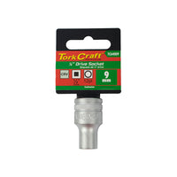 Tork Craft 9mm Socket 1/2 Inch Drive CRV 12 Point - Durable Socket for Mechanics & DIY