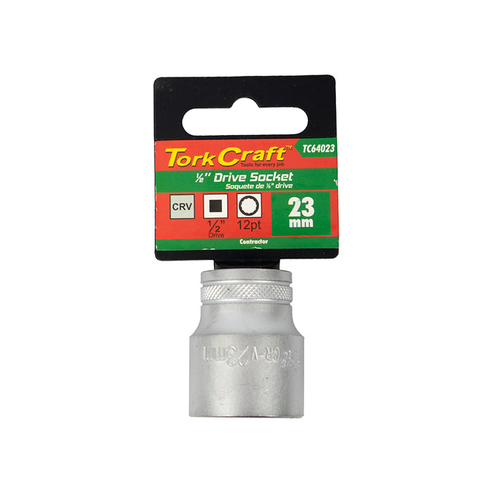 TorkCraft 23mm Socket - 1/2 inch Drive, CRV Steel, 12 Point | Professional Grade Tool