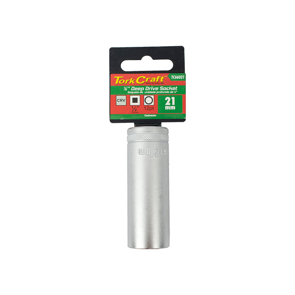 Tork Craft 21mm Deep Socket - 1/2" Drive - 12 Point CRV - Tool Image