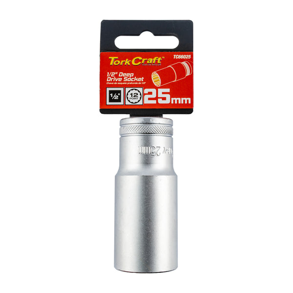 Tork Craft Socket 25 Mm 1/2' Dr Deep Socket Crv 12 Point Tc66025