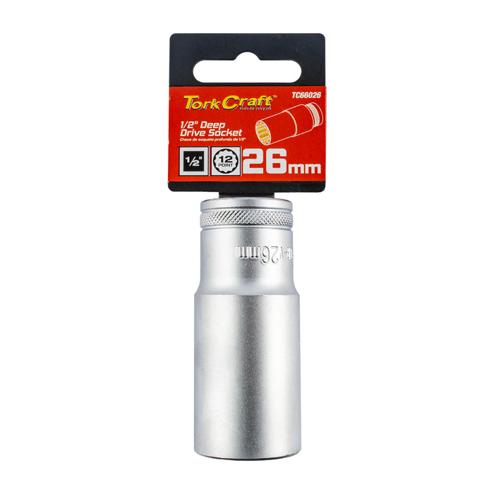 Tork Craft Socket 26 Mm 1/2' Dr Deep Socket Crv 12 Point Tc66026