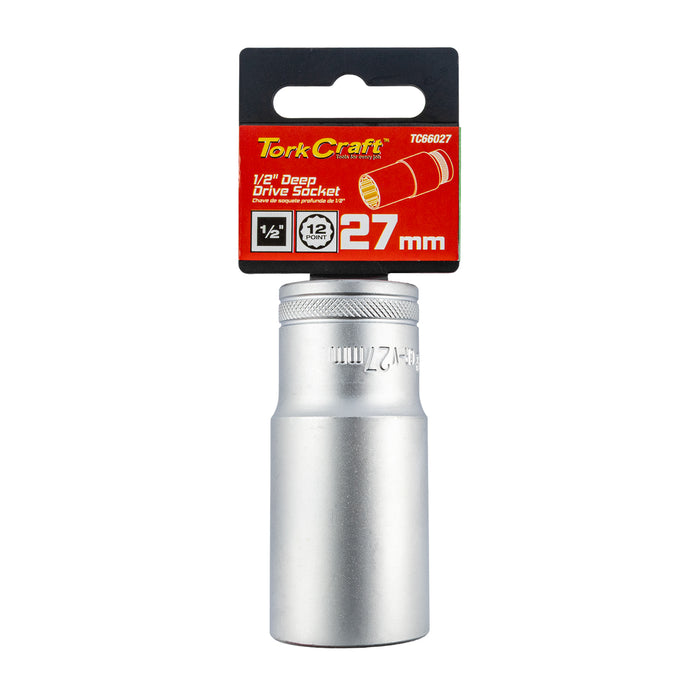 Tork Craft Socket 27 Mm 1/2' Dr Deep Socket Crv 12 Point Tc66027