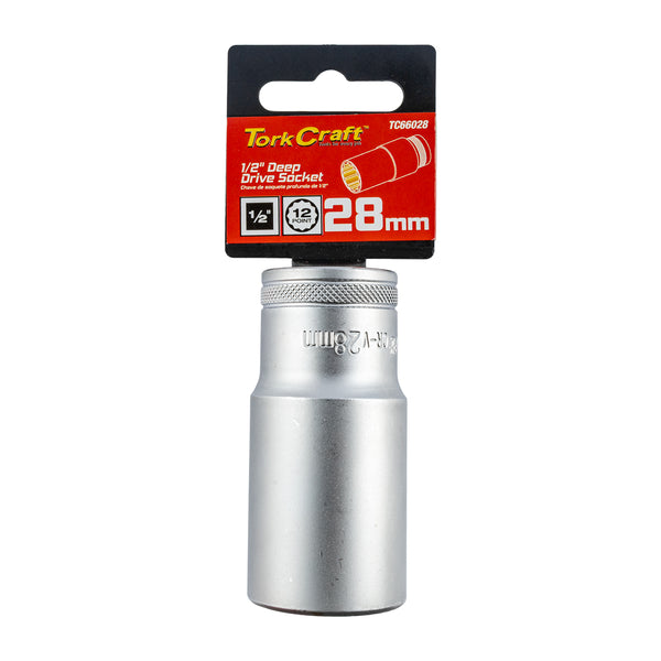 Tork Craft Socket 28 Mm 1/2' Dr Deep Socket Crv 12 Point Tc66028
