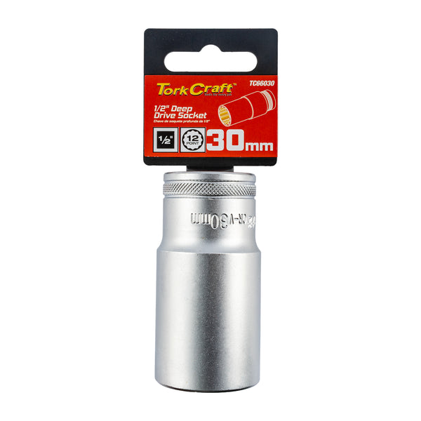 Tork Craft Socket 30 Mm 1/2' Dr Deep Socket Crv 12 Point Tc66030