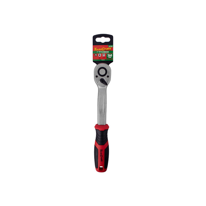 TorqCraft 1/2 inch Drive Ratchet Wrench - 260mm Offset Handle - Ergonomic Grip - Professional Tool for Mechanics & DIY