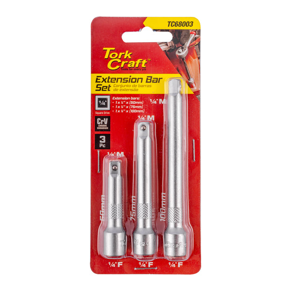 EXTENTION BAR 3PC SET 1/4' 50/75/100MM��