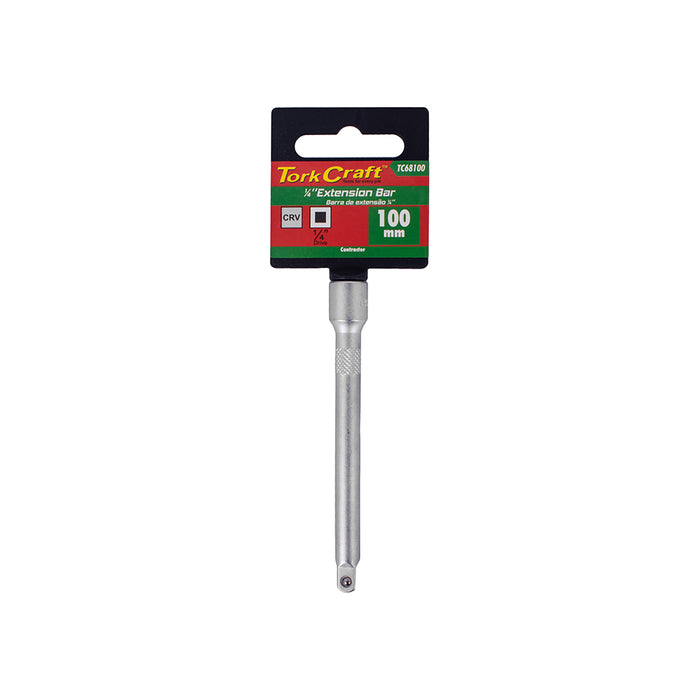 Tork Craft 1/4 inch Drive Extension Bar 100mm Socket Tool. High-quality extension for sockets, perfect for tight spaces. 