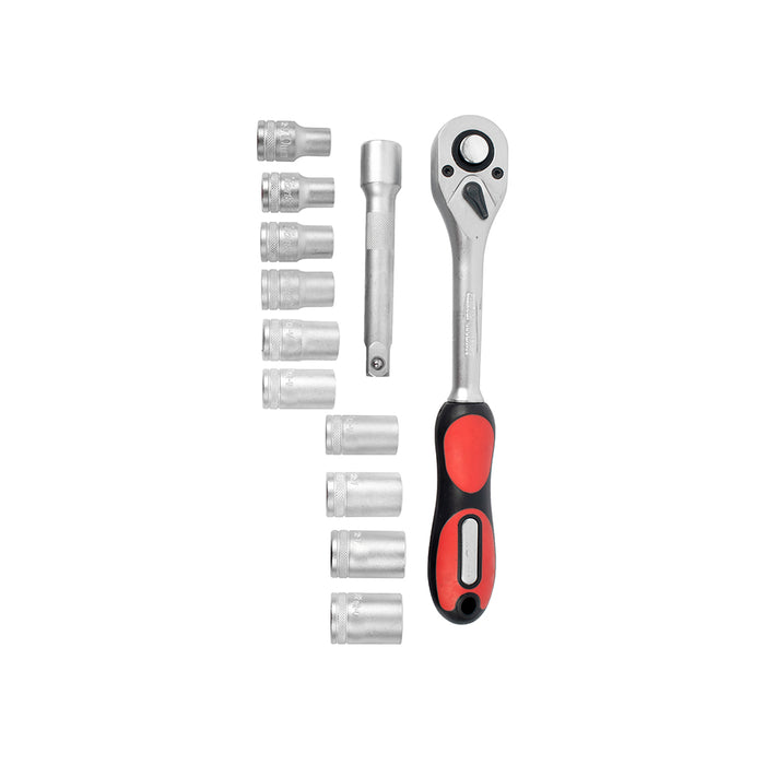 Socket and Ratchet Set - 12 Piece, 1/2 Drive, CRV, 12 Point Socket Set, Tools