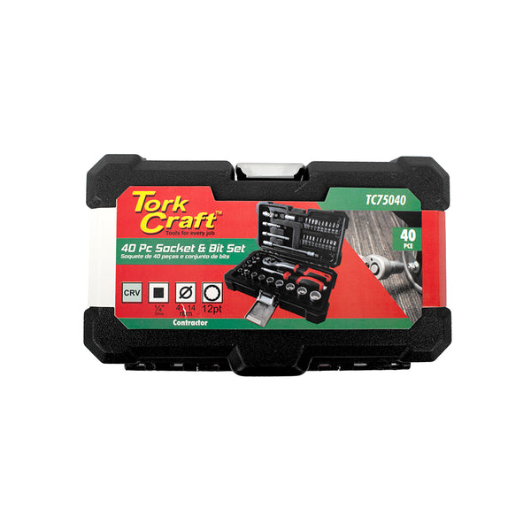 Tork Craft 40 Piece Socket & Bit Set TC75040. Contractor-Grade Tool Kit for Automotive & DIY Projects