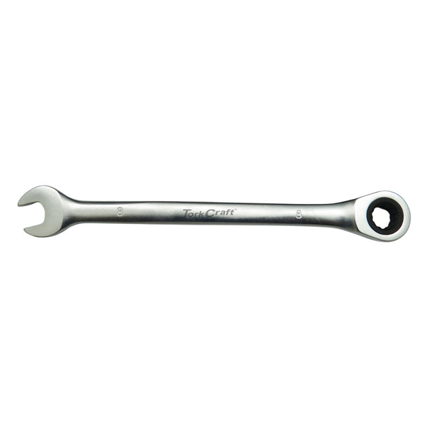 TorkCraft 8mm Combination Ratchet Wrench - Fixed Head Spanner for Mechanics & DIY Projects