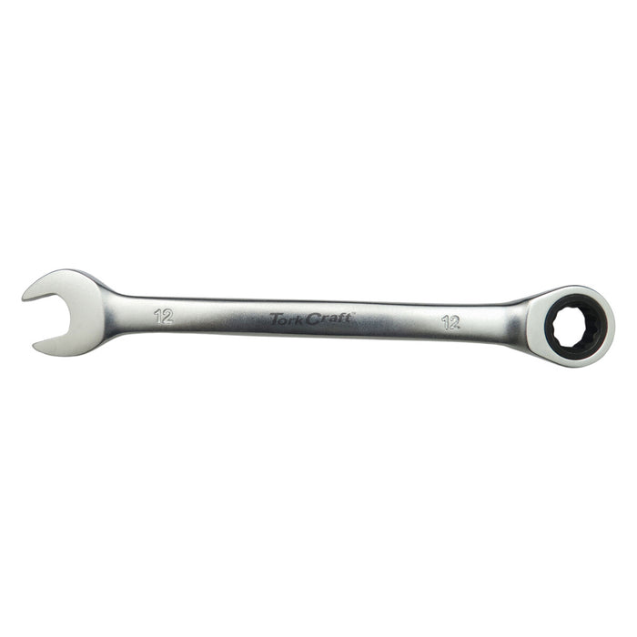 Tork Craft 12mm Combination Ratchet Wrench, Fixed Head Spanner Tool
