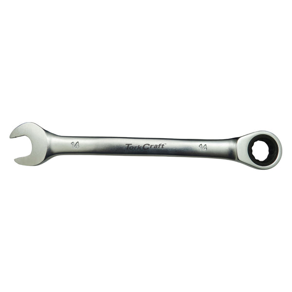 TorkCraft 14mm Combination Ratchet Wrench, Fixed Head Spanner, Mechanic Tool, Automotive Repair, Hand Tool.