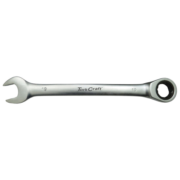 Tork Craft 19mm Combination Ratchet Wrench - Fixed Head Spanner for Tightening & Loosening Bolts