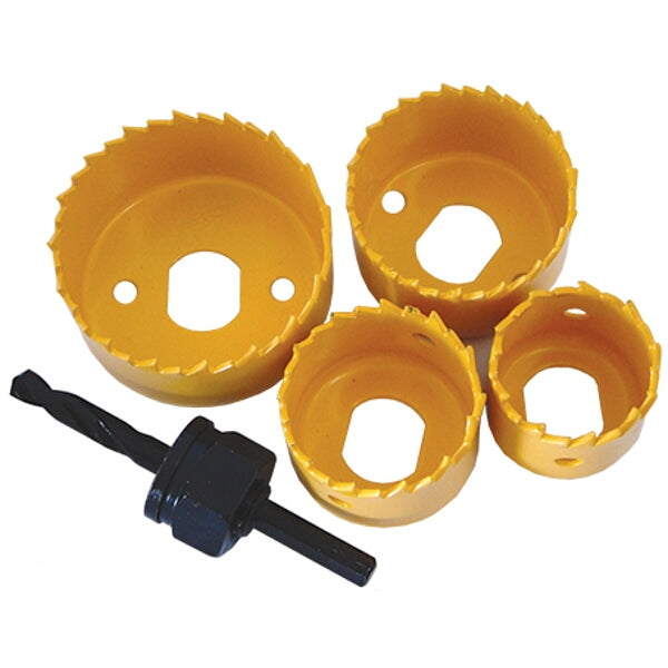Chavda Hole Saw Set 5-Piece: Carbon Steel, Assorted Sizes, Includes Drill Bit - Perfect for Woodworking & DIY Projects