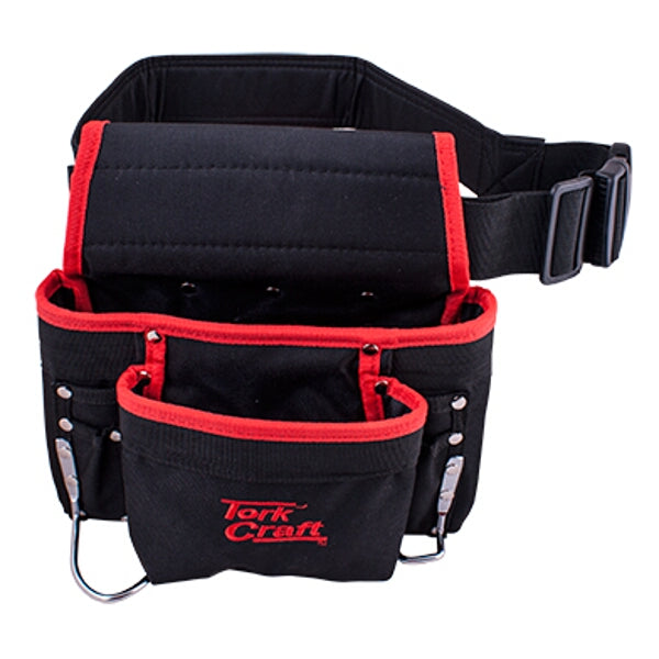 Tork Craft Tool Pouch Nylon with Belt - 8 Pocket Construction Carpenter Tool Belt