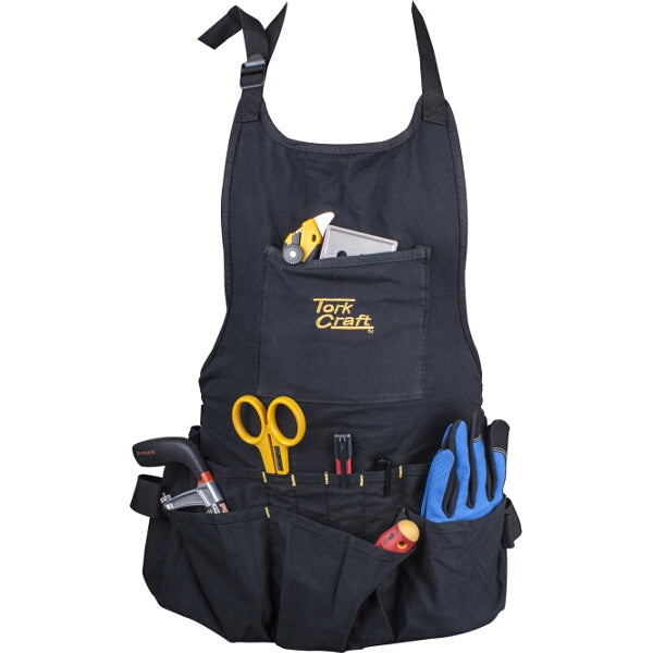 TorkCraft work apron with 14 pockets, tool apron, black cotton adjustable fit