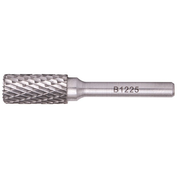 Tungsten Carbide Rotary Burr - Cylindrical with Bottom Cutter, 12x25mm - Steel, Iron, Brass Cutting