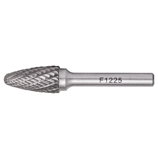 TorkCraft Tungsten Carbide Rotary Burr - Conical Round Point 12x25mm. For Steel, Stainless, and Cast Iron Cutting