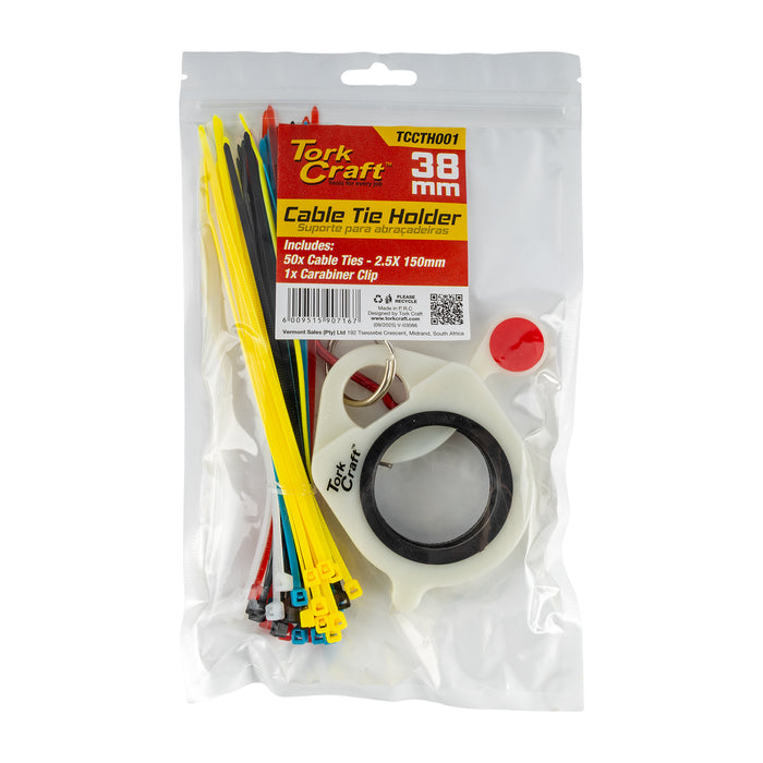 Tork Craft Cable Tie Holder 38 Mm & Car. Clip Lumin Mat. 50 Pc Ass. Cabl 2.5 X150 Mm Tccth001
