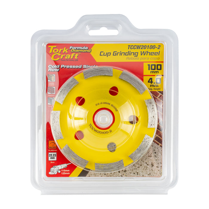 Tork Craft Dia. Cup Wheel 100 Mm X 22.23 Mm Single Row Cold Pressed Economy Tccw20100 2