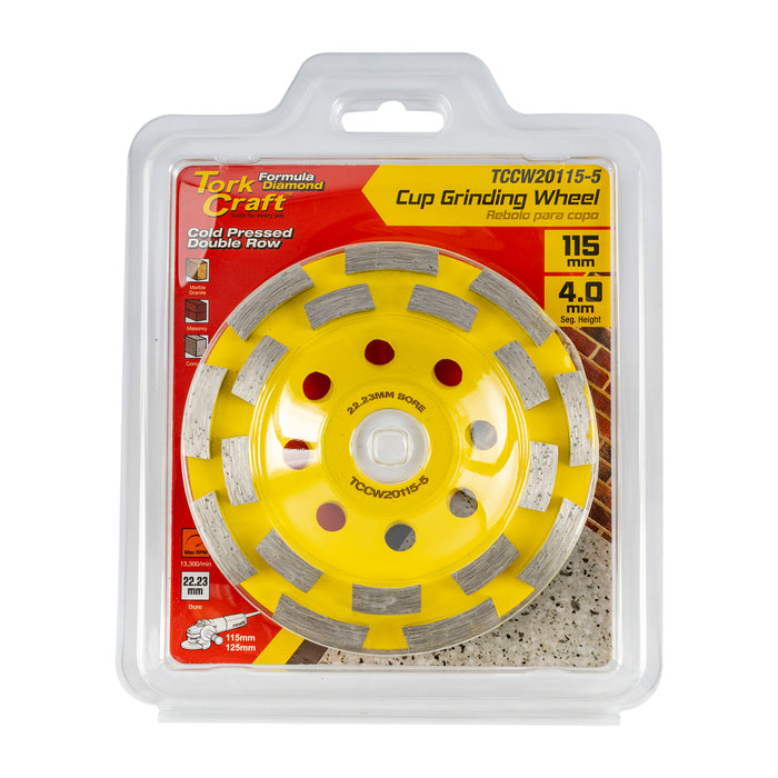 Tork Craft Dia. Cup Wheel 115 Mm X 22.23 Mm Dbl Row Cold Pressed Economy Tccw20115 5