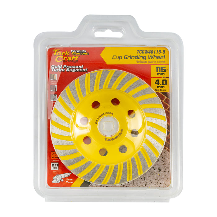 Tork Craft Dia. Cup Wheel 115 Mm X 22,23 Mm Turbo Cold Pressed Economy Tccw40115 5