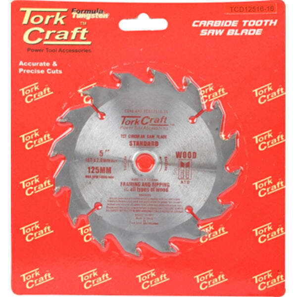 Tork Craft 5" 125mm Carbide Tooth Saw Blade - Wood Cutting, Framing & Ripping - Circular Saw Blade for Power Tools