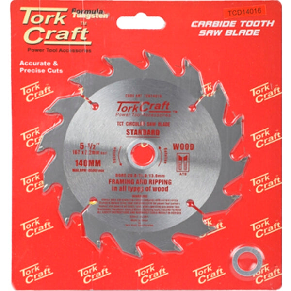 Tork Craft 5-1/2 inch Carbide Tooth Saw Blade for Wood - 140mm - Framing & Ripping