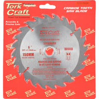Tork Craft 150mm Carbide Tooth Saw Blade for Wood - Framing & Ripping, Power Tool Accessory