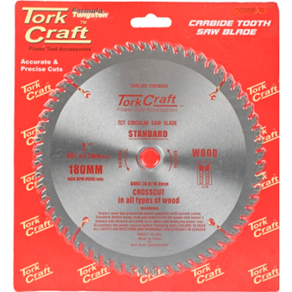 TorkCraft 180mm Carbide Saw Blade, Crosscut Wood Cutting Blade