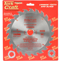 Tork Craft 200mm Carbide Tooth Saw Blade - Wood Cutting, Framing, Ripping, TCT Standard Circular Saw Blade.