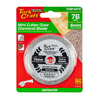Tork Craft Diamond Blade 76mm X 10mm Cont. Rim Mini Cutter Saw - TCDB10076