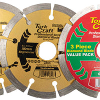 DIAMOND BLADE SEGMENTED 115MM PROFESSIONAL BULK 3 PACK SHRINK