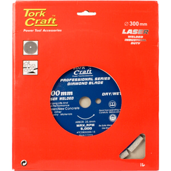 Tork Craft 300mm Diamond Blade for Concrete Cutting - Laser Welded, Industrial Grade.