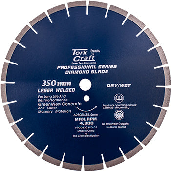 Tork Craft Diamond Blade 350x25.4 Mm Green / New Concrete Laser Welded Segmented Tcdb20350 21
