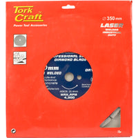 Tork Craft Diamond Blade 350mm Laser Welded for Old Concrete Cutting - Industrial Duty Power Tool Accessory