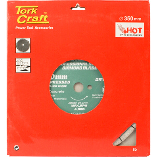 Tork Craft 350mm Diamond Blade - Concrete Cutting Disc, Hot Pressed, Professional Grade Power Tool Accessory